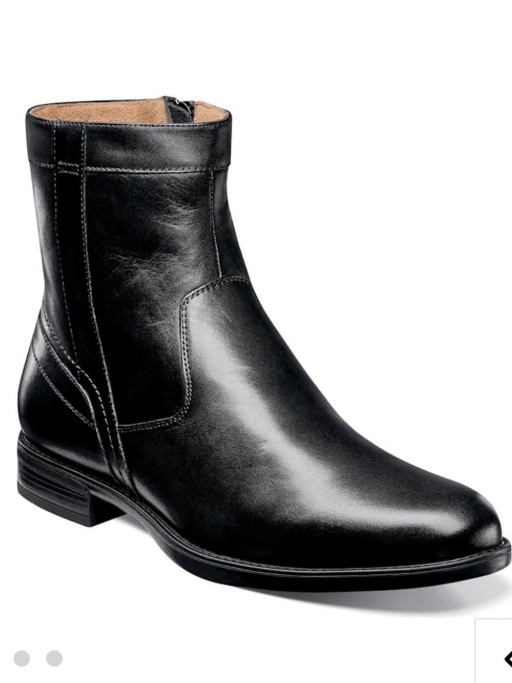FLORSHEIM MENS MIDTOWN BOOT Black Leather Size 12 D Ortholite Zipper Plain Toe